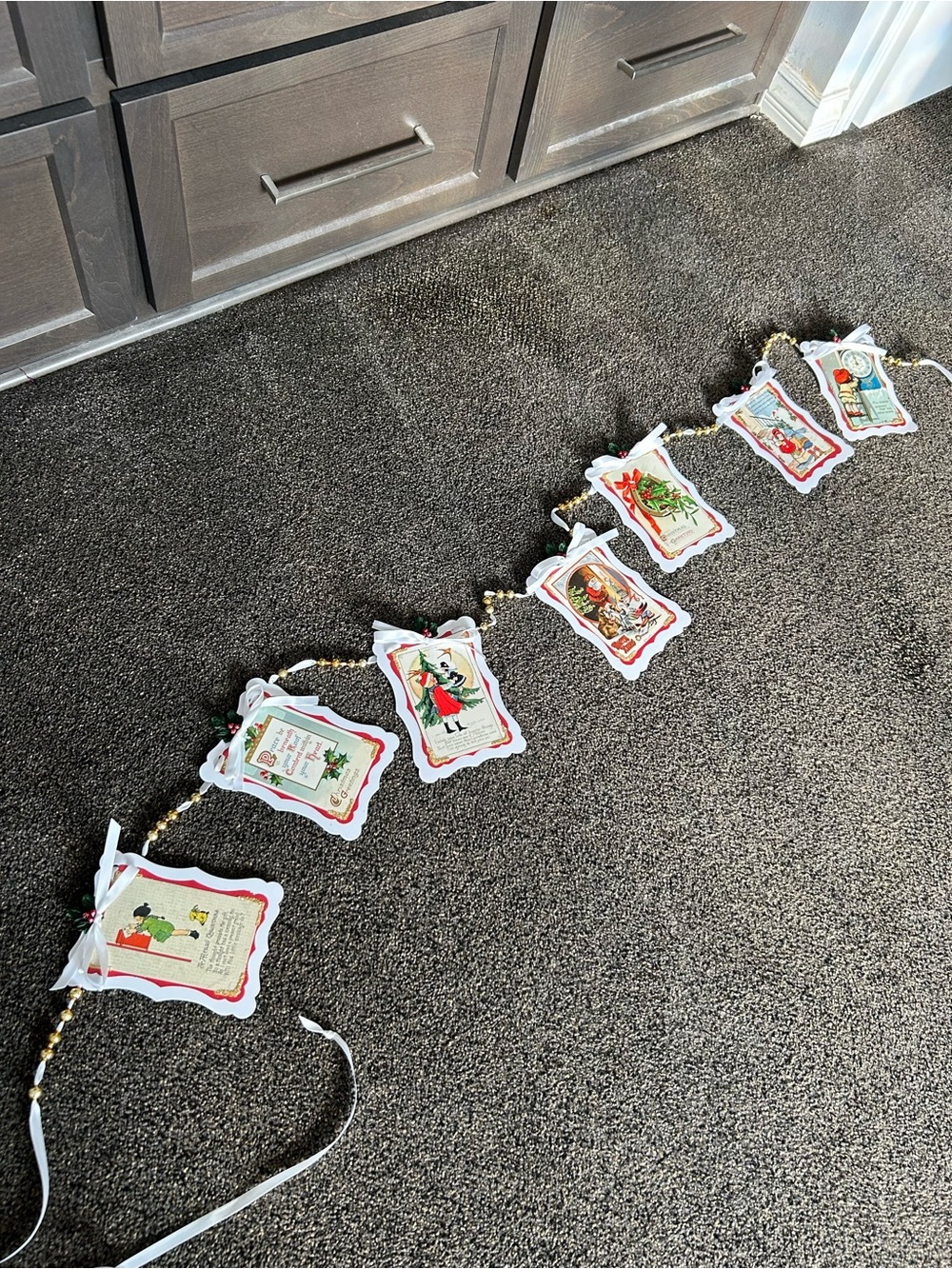 Christmas garland 1900s vintage repurposed holiday postcards